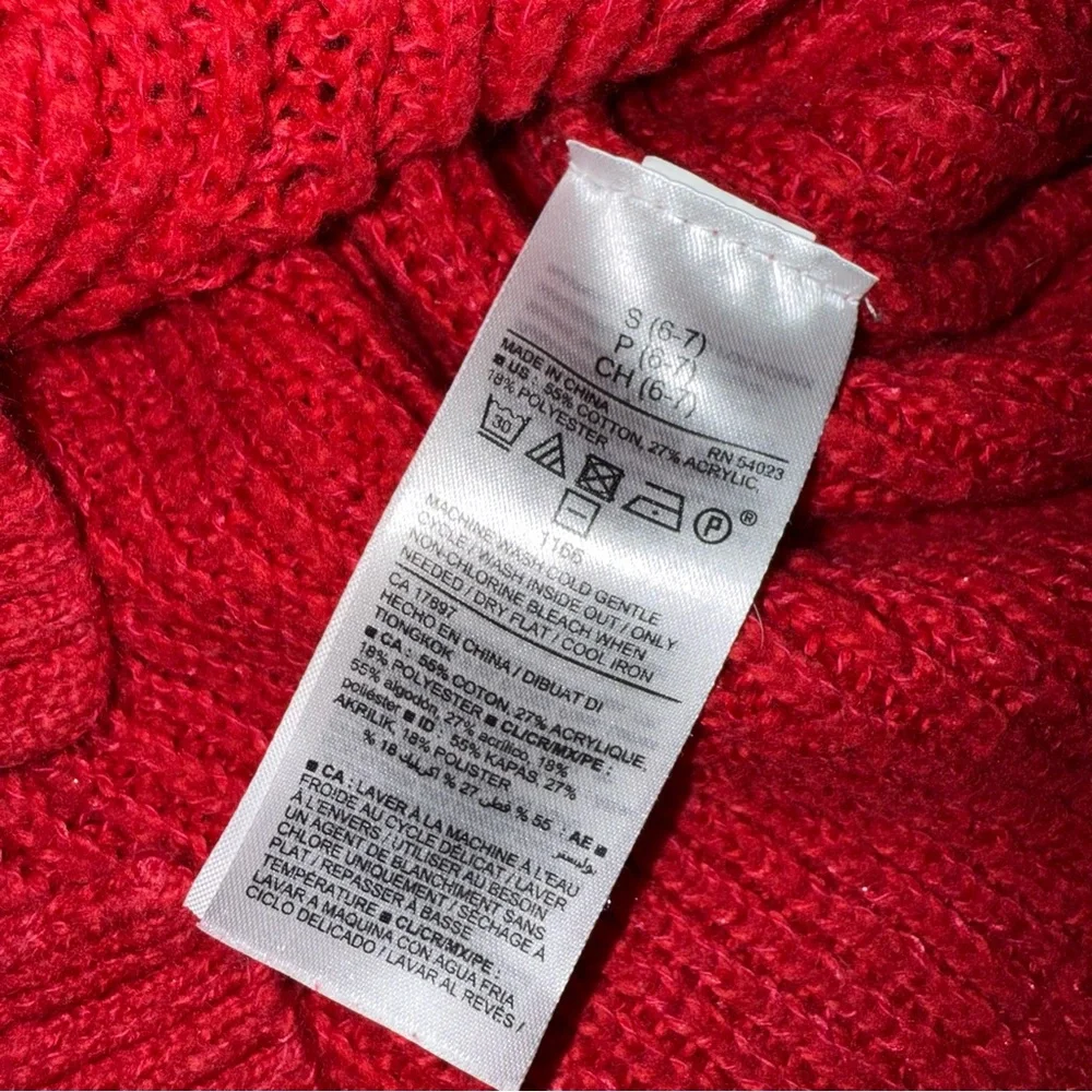 Old Navy Girls Size 6/7 Red Long Sleeve Knit Sweater Christmas Festive‎ Holidays
